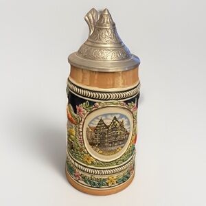 Hannover Collectible German Ceramic Beer Stein w/ Pewter Lid Exc Condition RARE